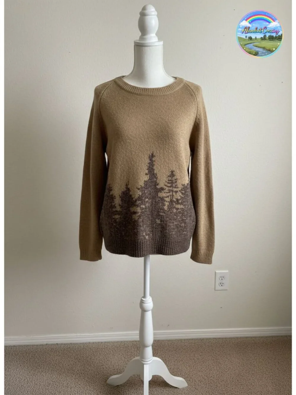 Womens Fair Isle Sweater Wool Blend Crewneck Knit Pullover Fall Winter